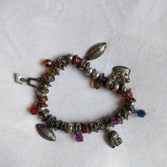 Football themed charm bracelet beaten metal - Picture 6 of 6